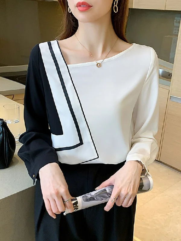 Women Stitching Chiffon Blouse