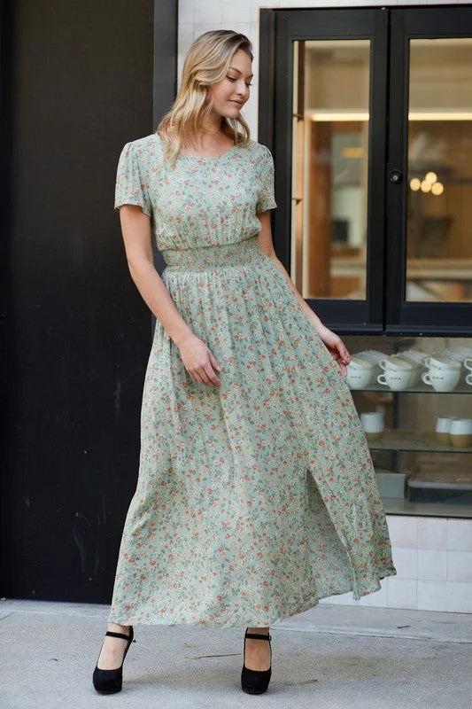 Plus Sage Floral Maxi Dress 1712